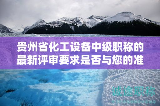 貴州省化工設(shè)備中級職稱的最新評審要求是否與您的準備相符？