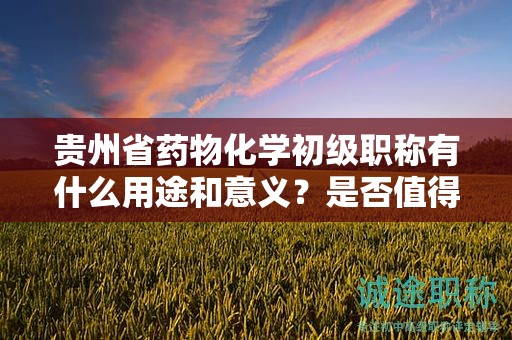 貴州省藥物化學初級職稱有什么用途和意義？是否值得申請？