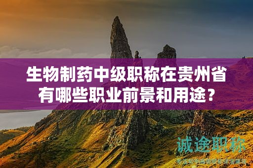 生物制藥中級職稱在貴州省有哪些職業(yè)前景和用途？