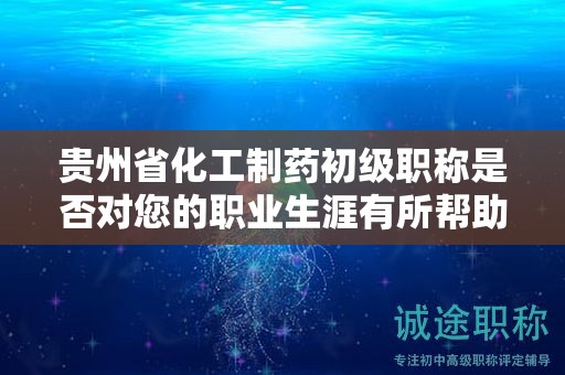 貴州省化工制藥初級職稱是否對您的職業(yè)生涯有所幫助？