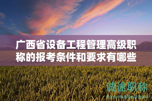 廣西省設備工程管理高級職稱的報考條件和要求有哪些具體要素？如何滿足條件？