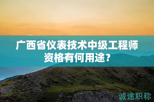 廣西省儀表技術(shù)中級工程師資格有何用途？