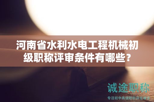 河南省水利水電工程機(jī)械初級職稱評審條件有哪些？