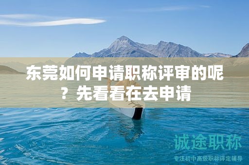 東莞如何申請職稱評審的呢？先看看在去申請
