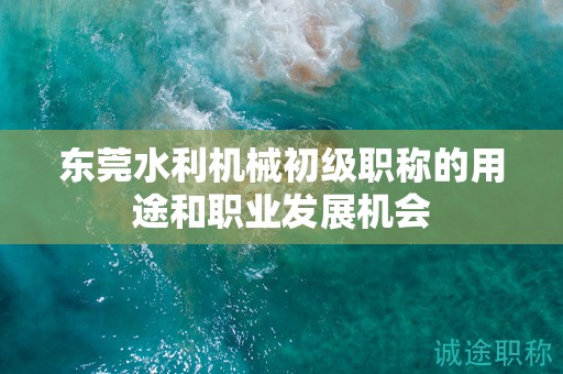 東莞水利機械初級職稱的用途和職業(yè)發(fā)展機會