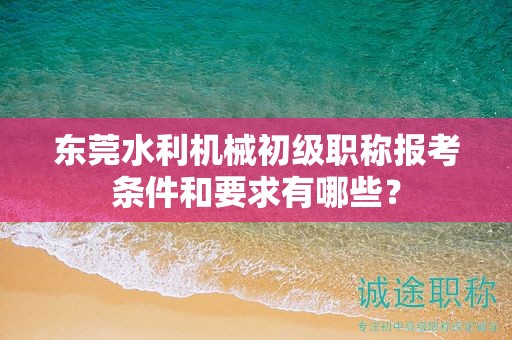 東莞水利機械初級職稱報考條件和要求有哪些？