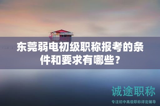 東莞弱電初級職稱報考的條件和要求有哪些？