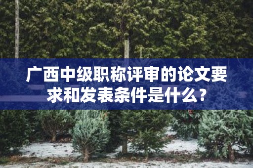 廣西中級職稱評審的論文要求和發(fā)表條件是什么？