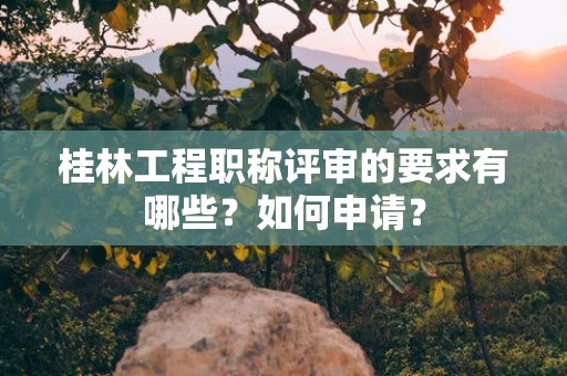 桂林工程職稱評(píng)審的要求有哪些？如何申請(qǐng)？