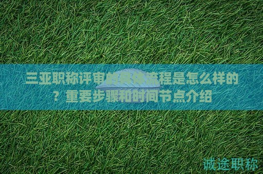 三亞職稱評審的具體流程是怎么樣的？重要步驟和時(shí)間節(jié)點(diǎn)介紹