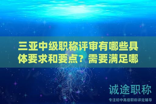 三亞中級職稱評審有哪些具體要求和要點？需要滿足哪些條件？
