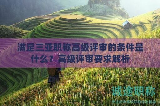 滿足三亞職稱高級(jí)評(píng)審的條件是什么？高級(jí)評(píng)審要求解析