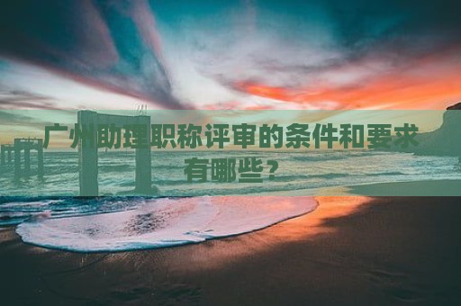 廣州助理職稱評審的條件和要求有哪些？