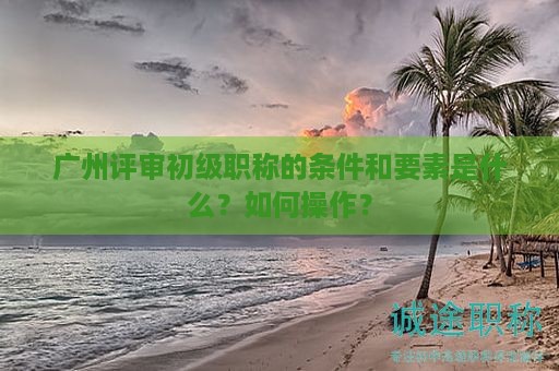 廣州評審初級職稱的條件和要素是什么？如何操作？