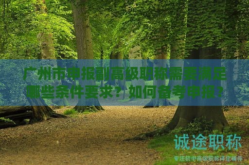 廣州市申報(bào)副高級(jí)職稱需要滿足哪些條件要求？如何備考申報(bào)？