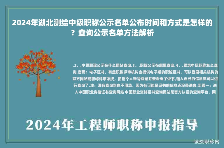 2024年湖北測繪中級職稱公示名單公布時間和方式是怎樣的？查詢公示名單方法解析