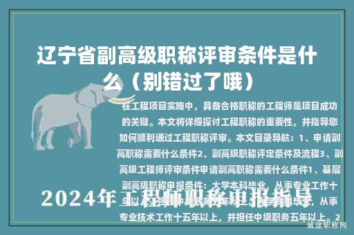 遼寧省副高級職稱評審條件是什么（別錯過了哦）