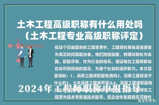 土木工程高級(jí)職稱有什么用處嗎（土木工程專業(yè)高級(jí)職稱評(píng)定）