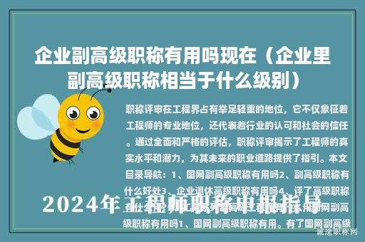 企業(yè)副高級(jí)職稱(chēng)有用嗎現(xiàn)在（企業(yè)里副高級(jí)職稱(chēng)相當(dāng)于什么級(jí)別）