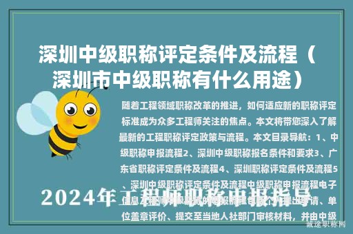 深圳中級職稱評定條件及流程（深圳市中級職稱有什么用途）