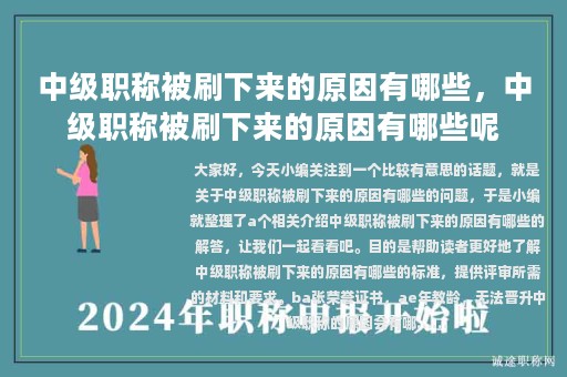 中級職稱被刷下來的原因有哪些，中級職稱被刷下來的原因有哪些呢
