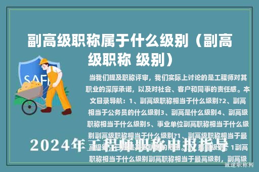 副高級職稱屬于什么級別（副高級職稱 級別）