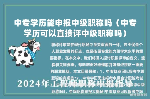 中專學(xué)歷能申報(bào)中級(jí)職稱嗎（中專學(xué)歷可以直接評(píng)中級(jí)職稱嗎）