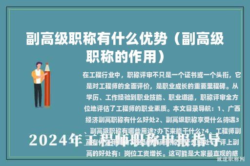 副高級(jí)職稱有什么優(yōu)勢(shì)（副高級(jí)職稱的作用）