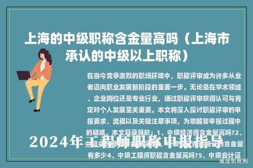 上海的中級(jí)職稱(chēng)含金量高嗎（上海市承認(rèn)的中級(jí)以上職稱(chēng)）