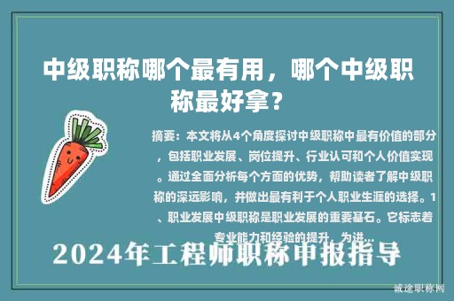 中級(jí)職稱(chēng)哪個(gè)最有用，哪個(gè)中級(jí)職稱(chēng)最好拿？