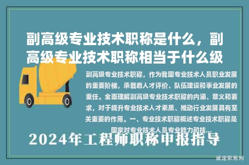 副高級專業(yè)技術(shù)職稱是什么，副高級專業(yè)技術(shù)職稱相當(dāng)于什么級別？