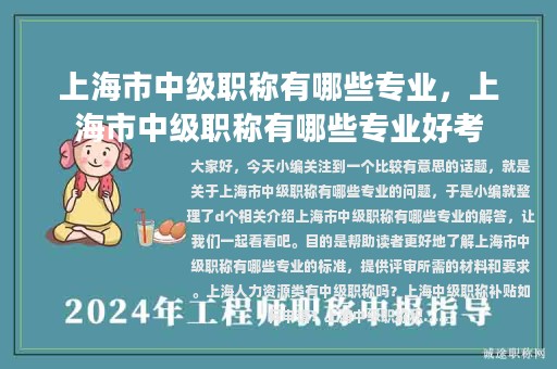上海市中級職稱有哪些專業(yè)，上海市中級職稱有哪些專業(yè)好考