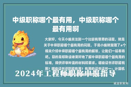 中級職稱哪個最有用，中級職稱哪個最有用啊