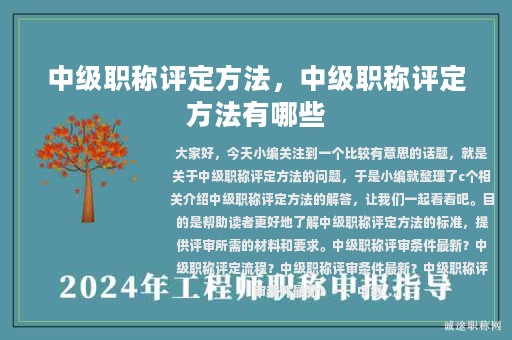 中級職稱評定方法，中級職稱評定方法有哪些