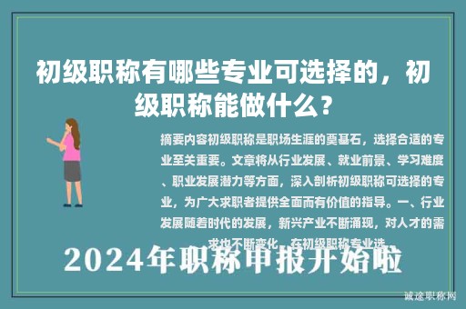 初級(jí)職稱有哪些專業(yè)可選擇的，初級(jí)職稱能做什么？