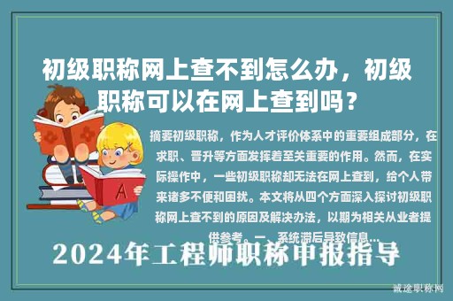 初級職稱網(wǎng)上查不到怎么辦，初級職稱可以在網(wǎng)上查到嗎？