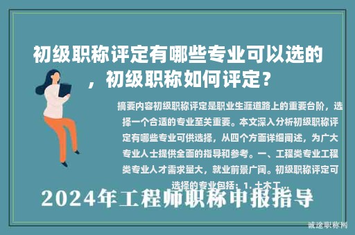 初級職稱評定有哪些專業(yè)可以選的，初級職稱如何評定？