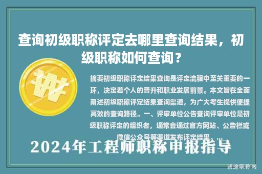 查詢初級職稱評定去哪里查詢結果，初級職稱如何查詢？