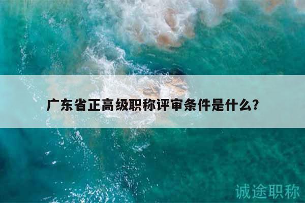 廣東省正高級職稱評審條件是什么？