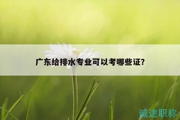廣東給排水專業(yè)可以考哪些證？