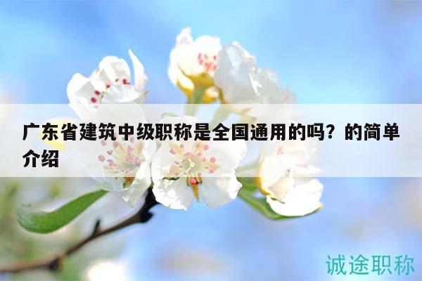 廣東省建筑中級職稱是全國通用的嗎？
