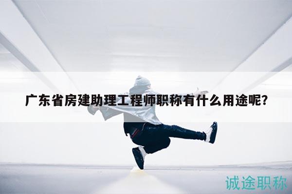 廣東省房建助理工程師職稱有什么用途呢？