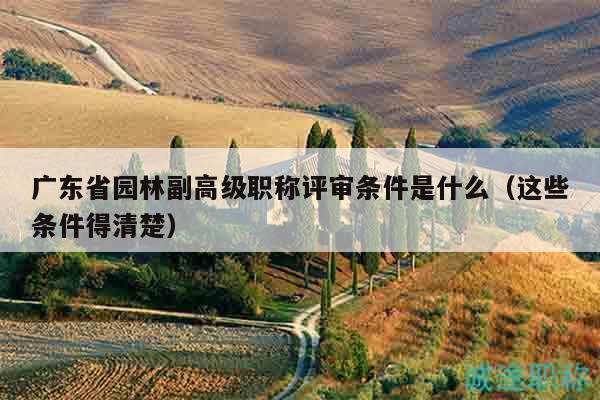 廣東省園林副高級職稱評審條件是什么（這些條件得清楚）
