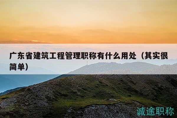 廣東省建筑工程管理職稱有什么用處（其實很簡單）