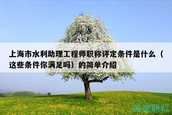 上海市水利助理工程師職稱評(píng)定條件是什么（這些條件你滿足嗎）
