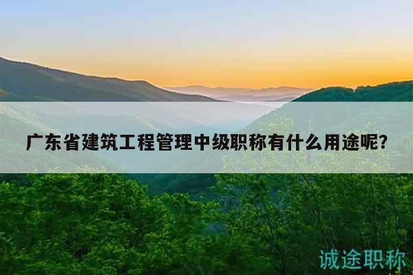 廣東省建筑工程管理中級(jí)職稱有什么用途呢？