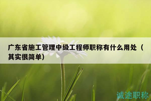 廣東省施工管理中級工程師職稱有什么用處（其實很簡單）