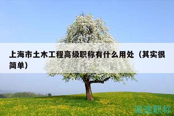 上海市土木工程高級職稱有什么用處（其實(shí)很簡單）