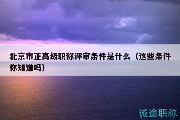 北京市正高級職稱評審條件是什么（這些條件你知道嗎）