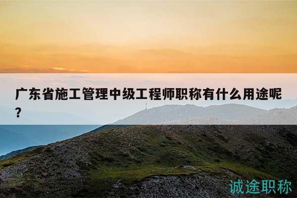廣東省施工管理中級工程師職稱有什么用途呢？
